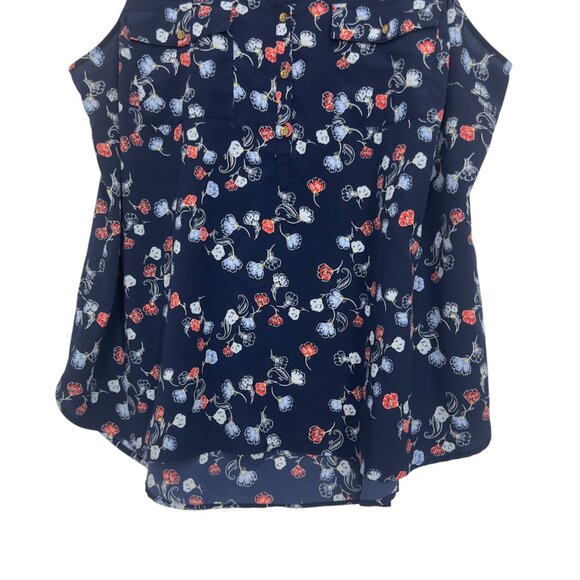 Croft & Barrow Womens 2X Sleeveless Floral Tunic Top Polyester Navy Red Blue - Picture 7 of 13